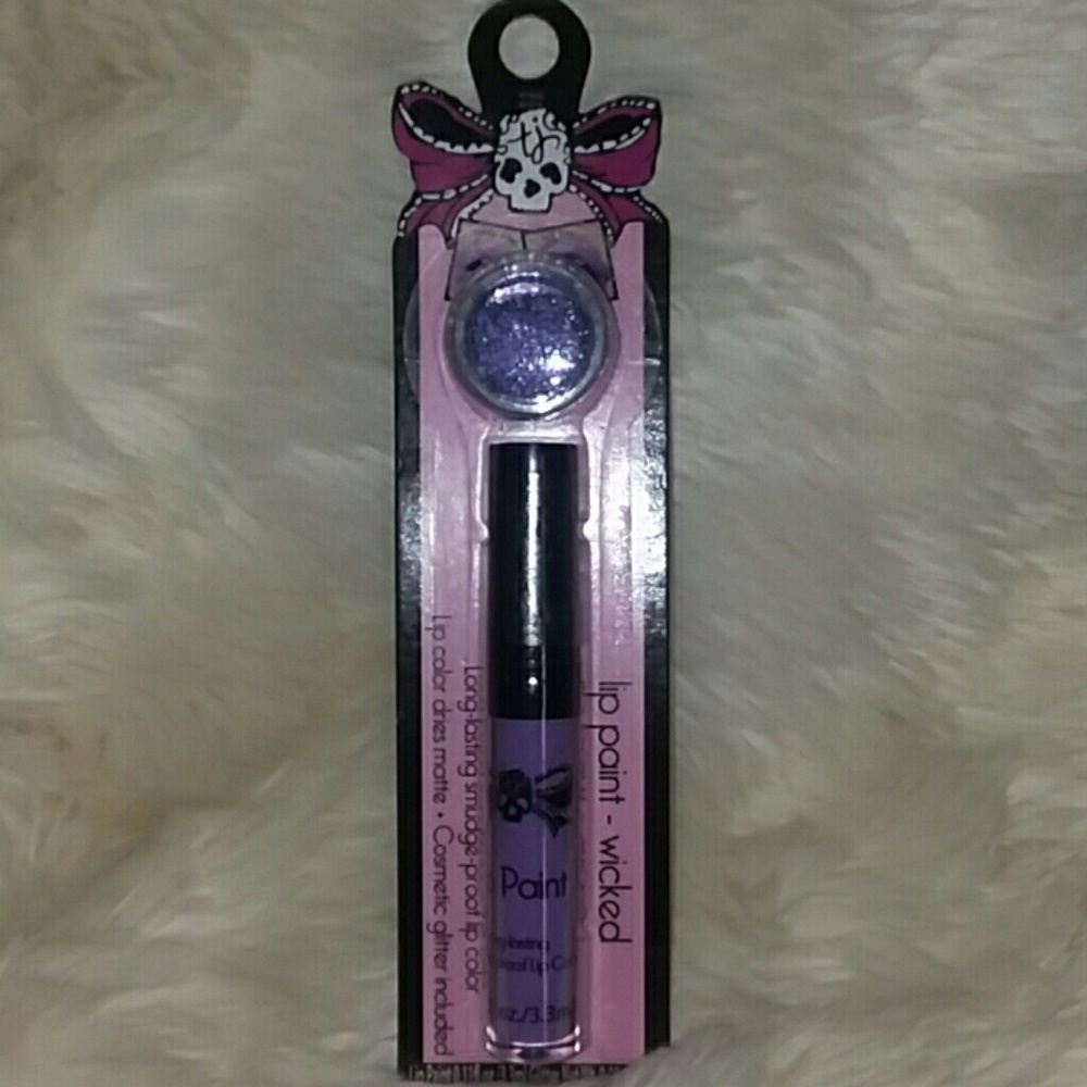 NIP TJ Wicked Purple Lip Paint Color & Glitter Set